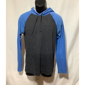 Vintage Hurley Hooded Long Sleeve Shirt Small - Gray & Blue Plaid Surfer Style